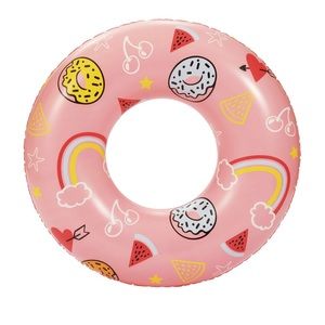 Pink Sweets Inflatable Swim Tube Pool Float, For Kids + Adults up to 175lbs